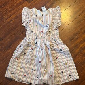 Disney Multicolor Striped Kids Dress with Character Print